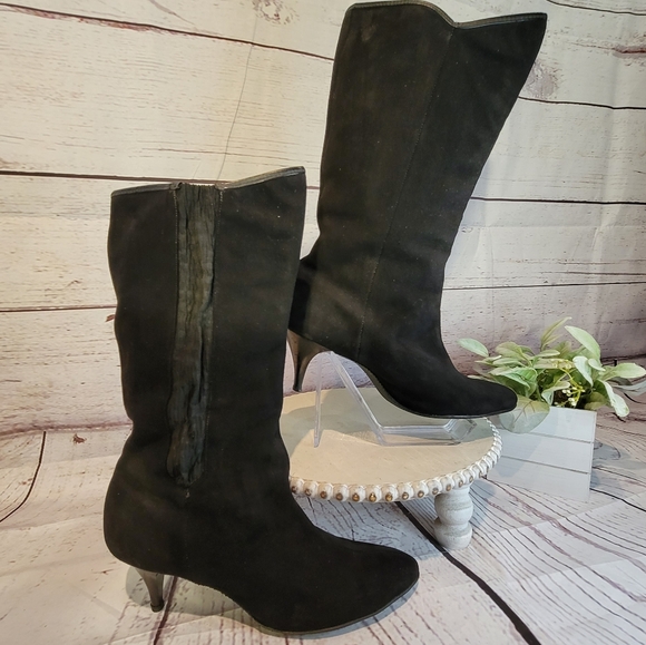 Kickerino Alaskan Black Suede Women's Kitten Heel Calf Boots Approx Size 8M - Picture 8 of 14